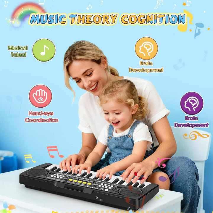 m zimoon Keyboard Kinder mit Mikrofon, Tragbare Multifunktions Kinder Keyboard 37 Tasten ab 3 Jahre,