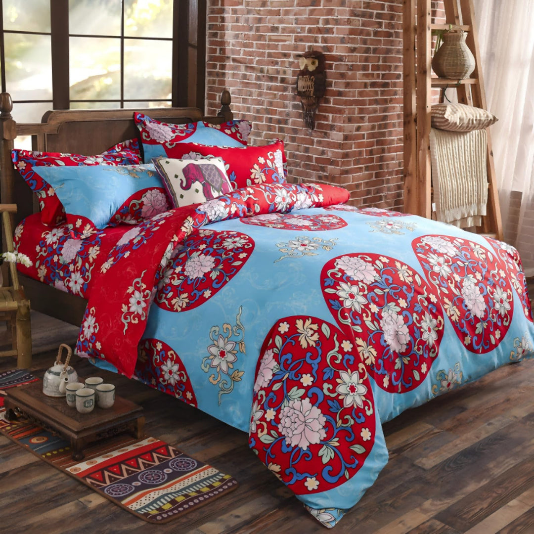Freyamy Bohemian Bettwäsche 135x200cm Boho Indischen Mandala Bettwaren-Sets Bunt Vintage Exotische Ä