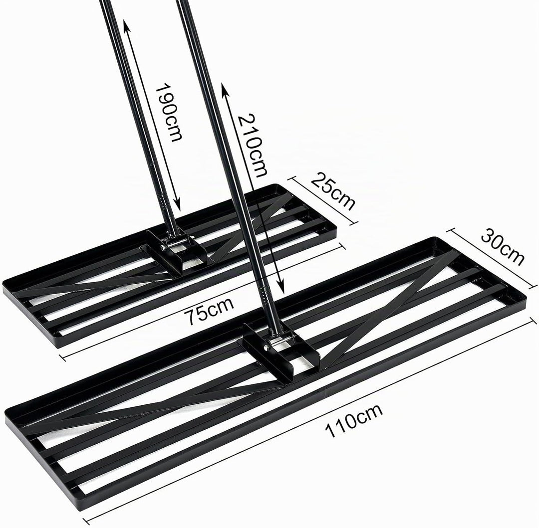 Rasen-Nivellierrechen 110x30cm Garten Lawn Leveling rake Rasen Rakel mit 210cm extra langem Stiel fu