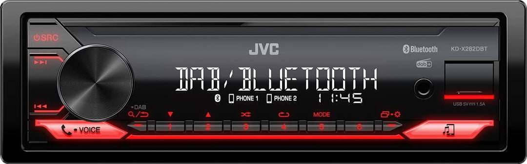 JVC KD-X282DBT USB-Autoradio mit DAB+ & Bluetooth Freisprecheinrichtung (USB, AUX-In, 1 x Pre-Out 2,