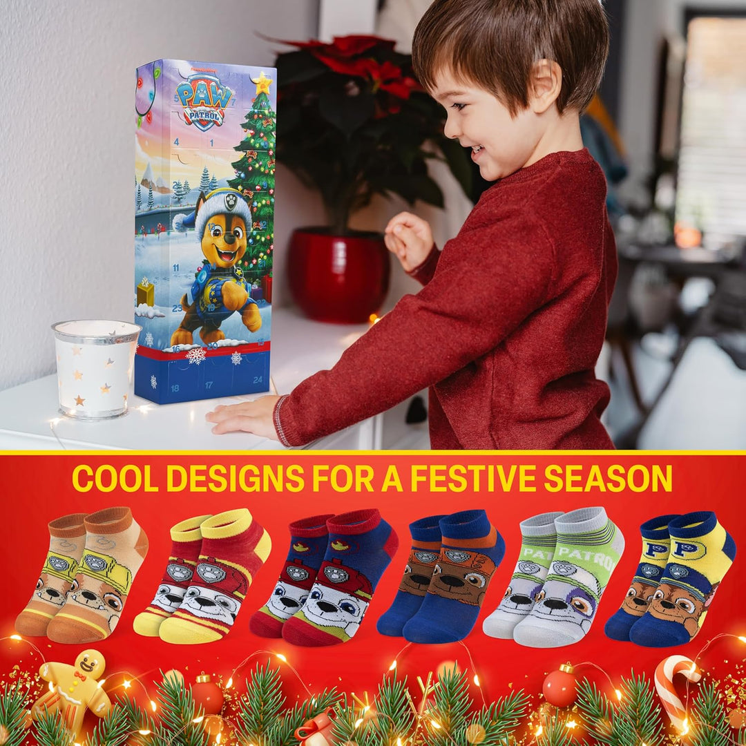 Get Trend PAW Patrol Chase Socken Adventskalender Kinder 2025, 24 Paar Lustige Socken Jungen mit Mar