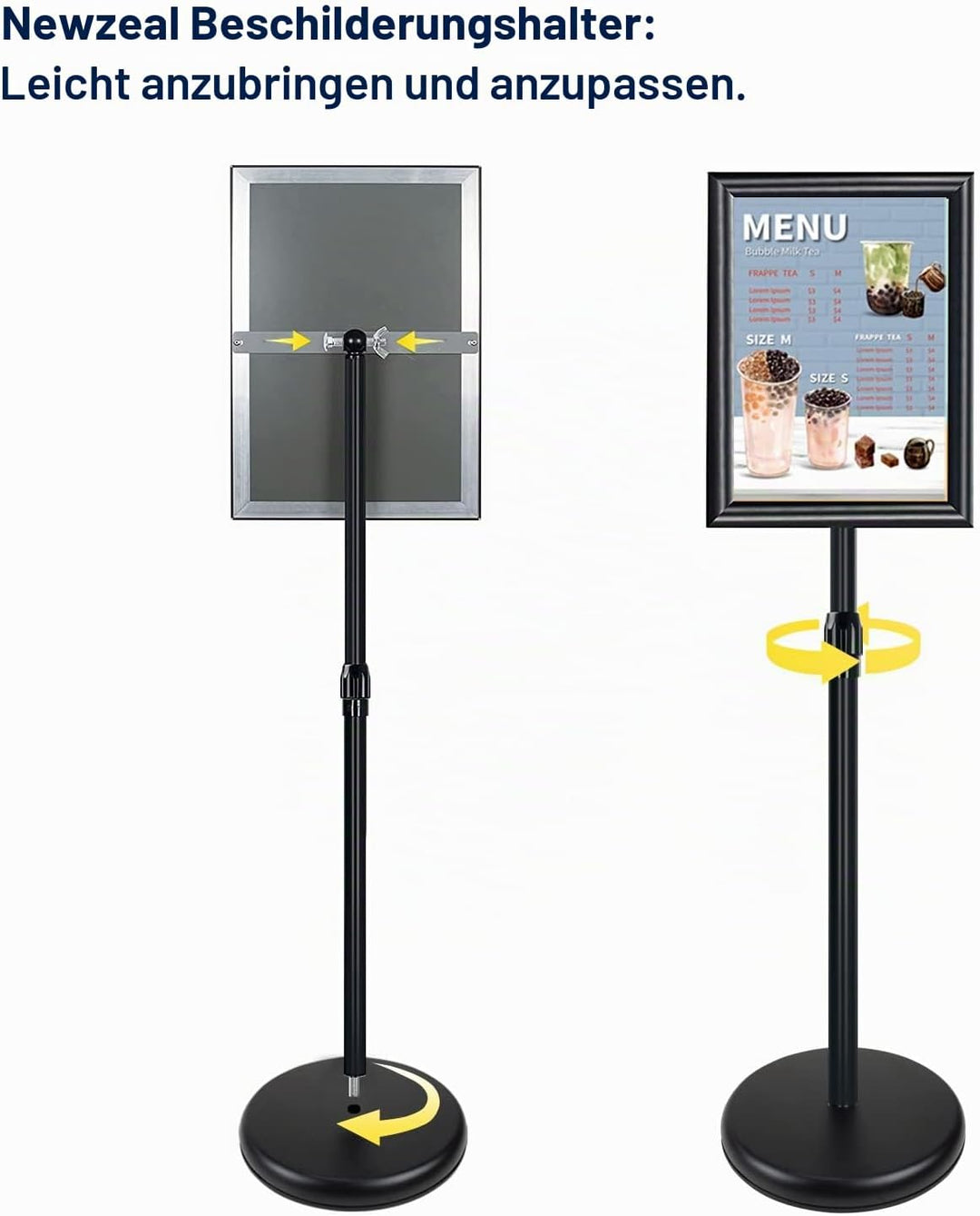 A4 Infoständer Posterständer Alu-Schildhalter Schnapprahmen, Winkel und Höhe einstellbar, Zeichenrah