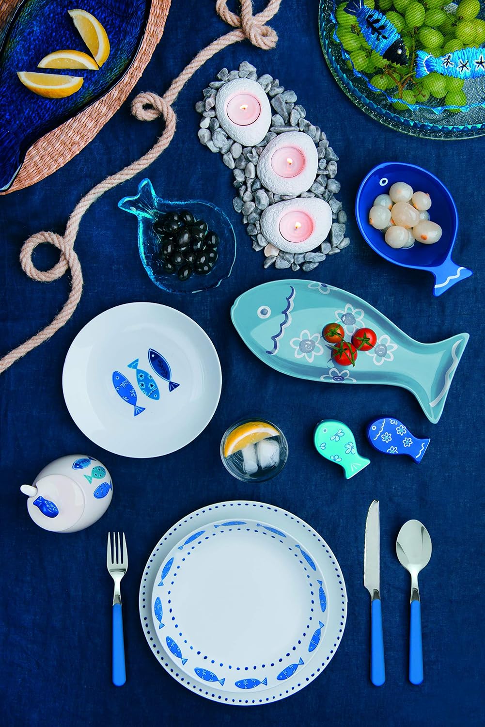 Excelsa Ocean Salz- und Pfefferstreuer-Set, Keramik, Hellblau, 6 x 5 x 8 cm, 2 Einheiten
