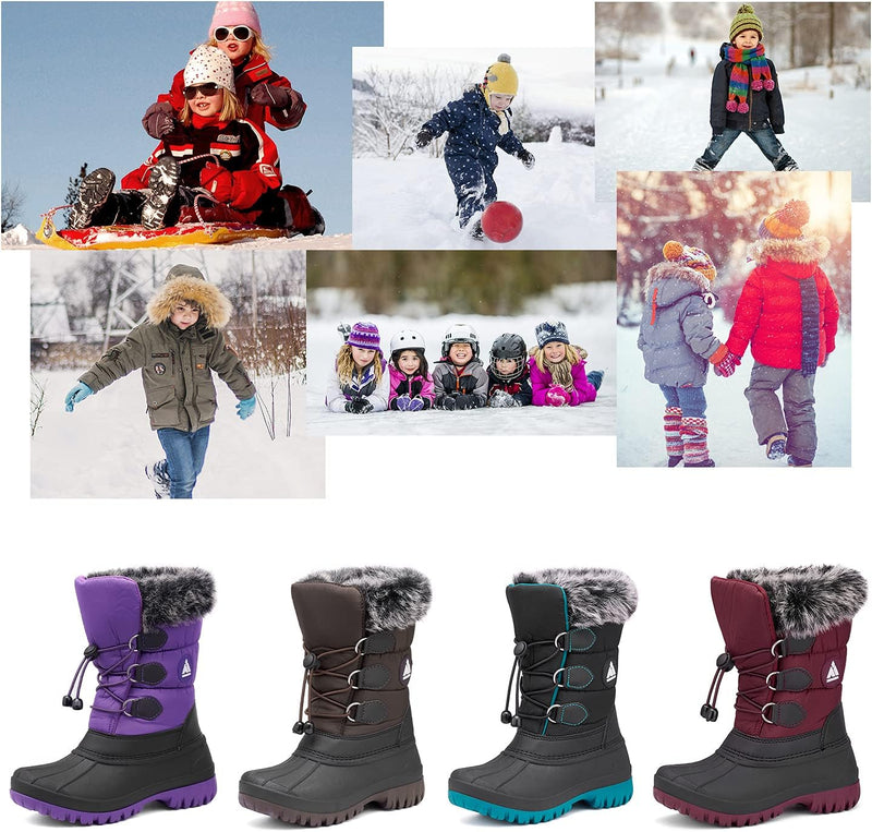 Mishansha Kinder Winterstiefel Gefüttert Wasserdichte Rutschfest Schneestiefel für Mädchen Jungen, G