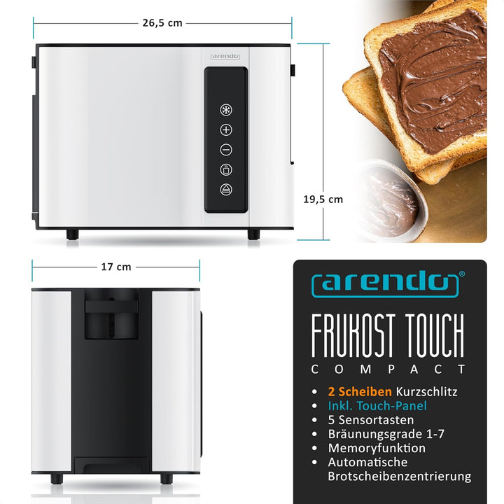 Arendo - Touch Toaster 2 Scheiben Edelstahl - Touchpanel - digital Display Restzeitanzeige - 800 W –