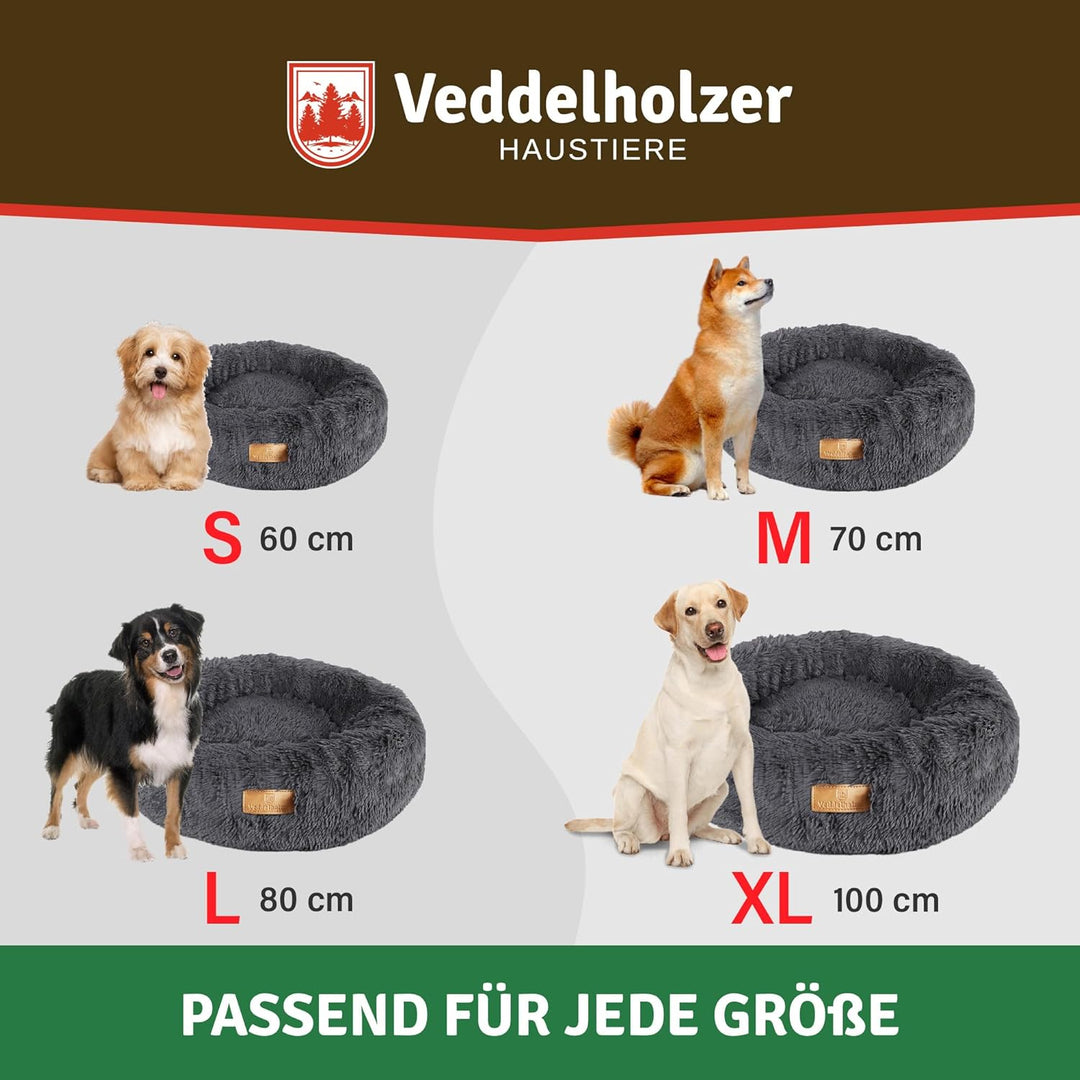 Veddelholzer Ø 60 cm (S) Dunkelgrau Hundebett Katzenbett Hundekissen Hundebetten in mehreren Grössen
