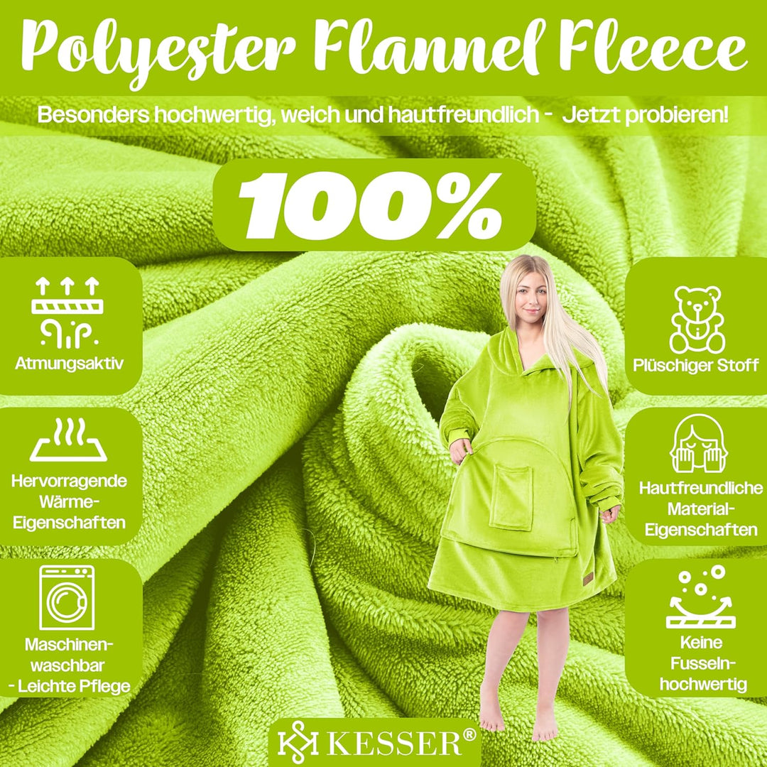 KESSER® Hoodie Decke Kuscheldecke mit Ärmeln Deckenpullover Vielseitig Tragbare Decke zum Anziehen f