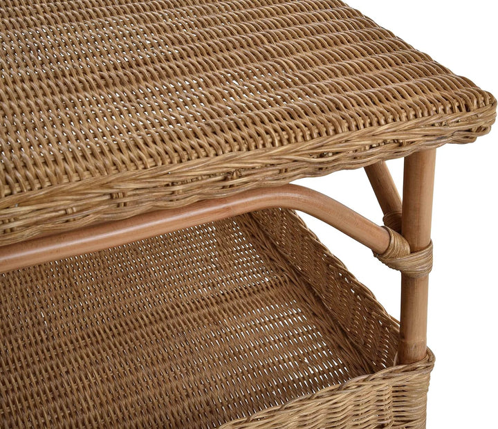 Krines Home Rattan-Tisch Beistelltisch Quadratisch Couchtisch Rattan Wohnzimmer Tisch Ablage 59x59 (