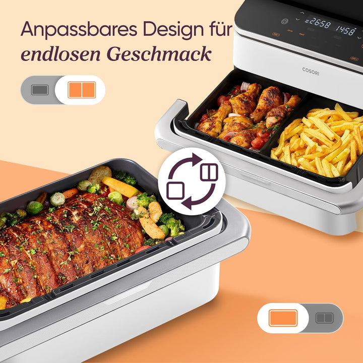 COSORI Heissluftfritteuse 2 Kammern, Dual Blaze TwinFry 10L, mit 4 Heizrohren & flexiblen Kammern, g