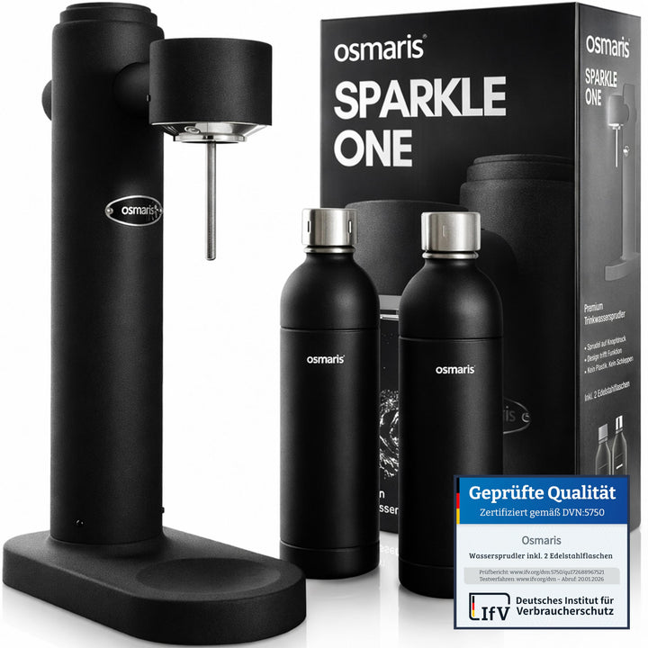 Wassersprudler aus hochwertigem Edelstahl - Design Soda Maker inkl. 2x 1,1 L Edelstahlflaschen - ges