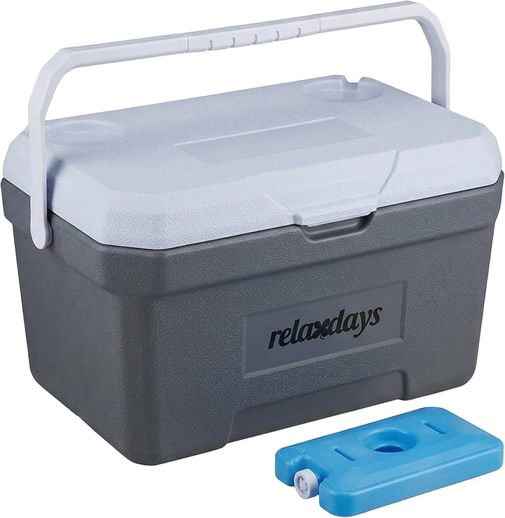 Relaxdays Kühlbox, 15 l, mit Kühlakku & Griff, Camping, Picknick, ohne Strom, HBT 30 x 46 x 30 cm, I