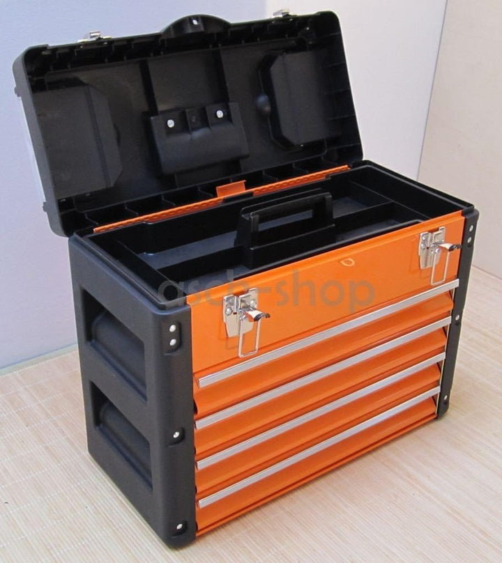 METALL Werkzeugkiste mit 8 Funktionen 3061BB von AS-S Orange, Orange