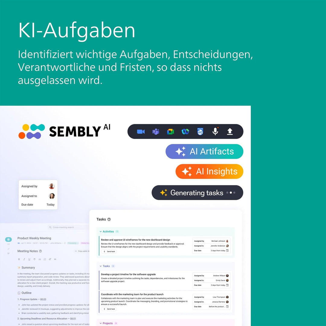 Philips PSE0501 SmartMeeting Kabelloses Konferenzmikrofon mit Sembly AI zur Spracherkennung für mehr