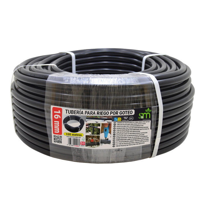 S&amp;M S&amp;M 010064 Bewässerungsrohr, 16 mm x 100 m, Schwarz