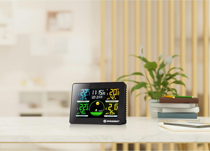 Bresser 7000023 Wetterstation Funk mit Aussensensor Thermo Hygro Quadro NLX mit 4 unterschiedlichen