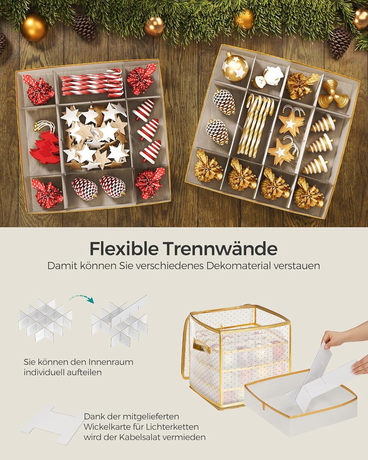 SONGMICS Aufbewahrungsbox für Weihnachtskugeln, Weihnachtskugeln Aufbewahrung, 64 Fächer je 7,6 cm,