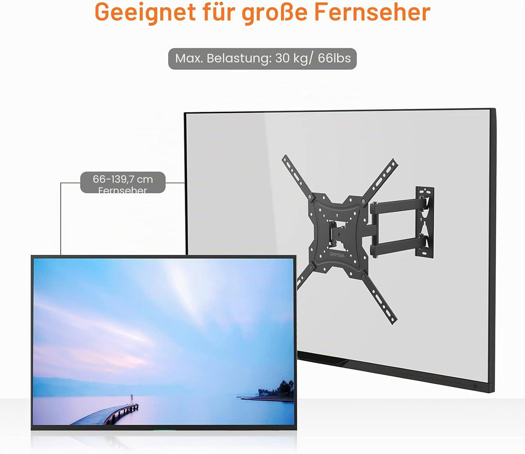 GRIFEMA TV Wandhalterung für 26-55 Zoll Bildschirme, Schwenkbare Neigbare und Ausziehbar TV Mount fü
