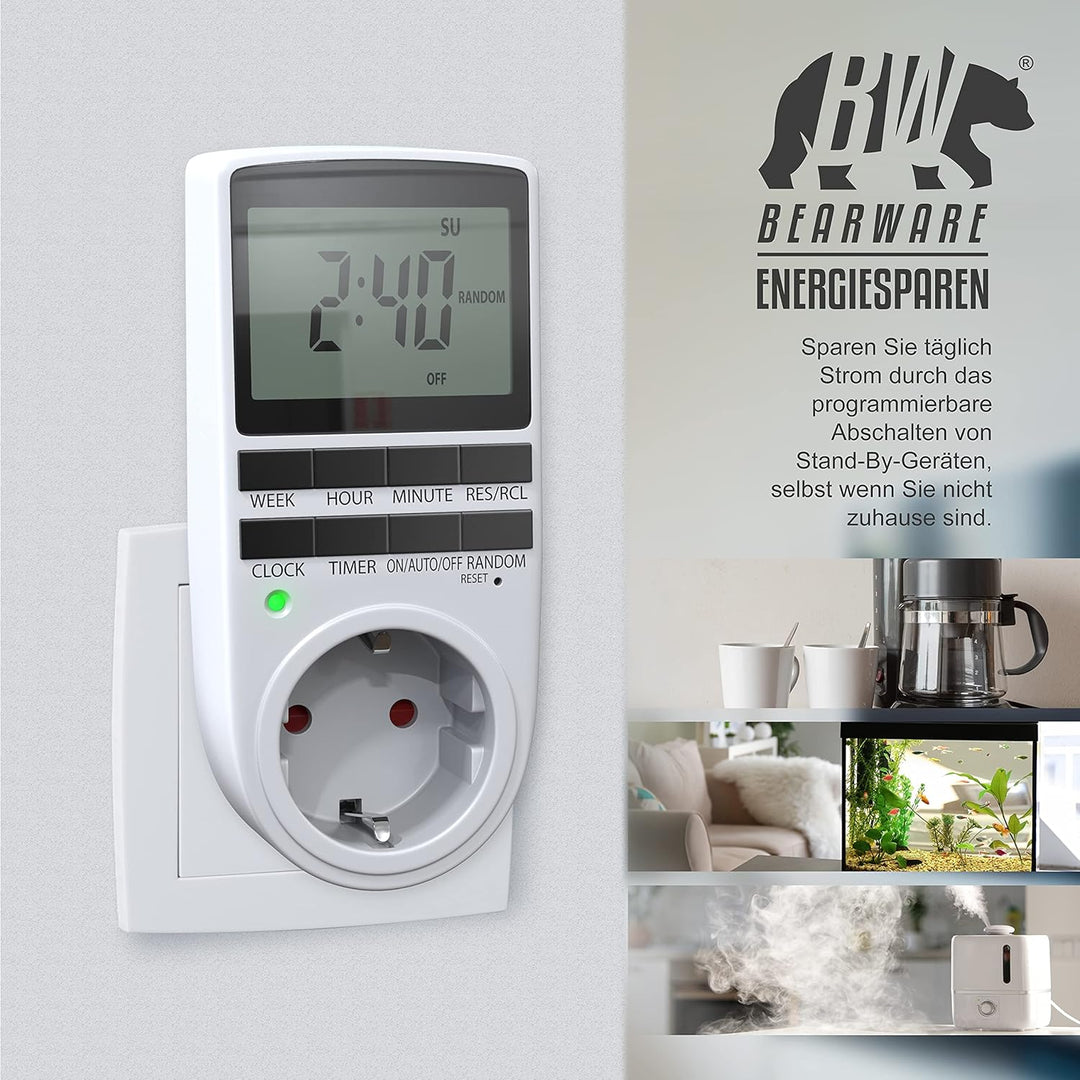 CSL - 2X Digitale Zeitschaltuhr - Programmierbarer Timer - LCD-Display 5,3 cm - 3680W - Digital-Zeit