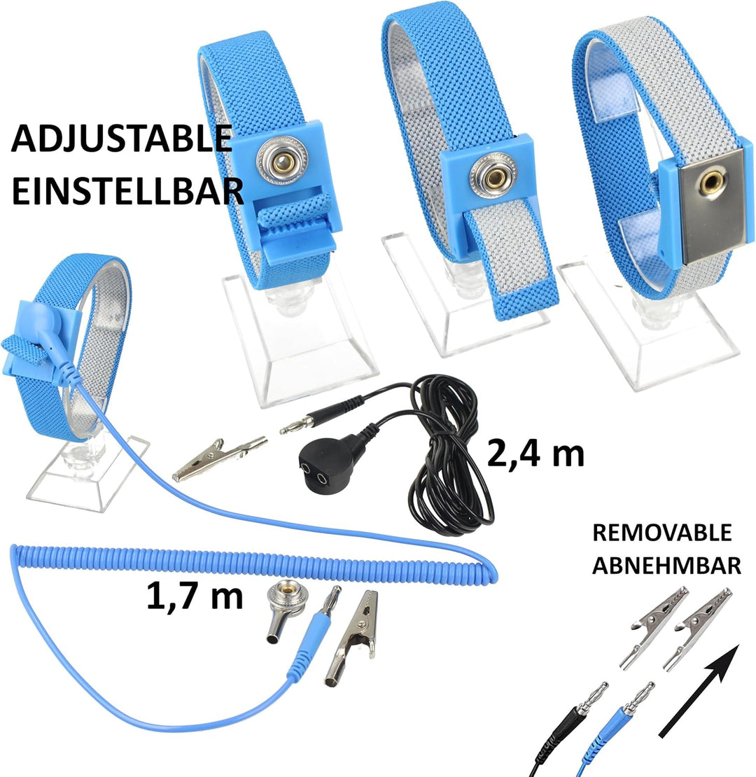 Minadax 120 x 30cm Antistatik ESD Computer Matte Tischmatte „Premiumqualität“ inkl. Manschette + 2,4