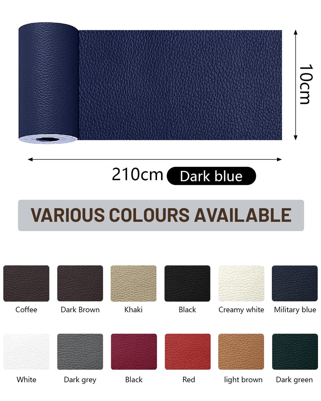 Leder Reparatur Set Glatt Marineblau,10x210 cm Kunstleder Selbstklebend, Umweltfreundliche & Geruchs