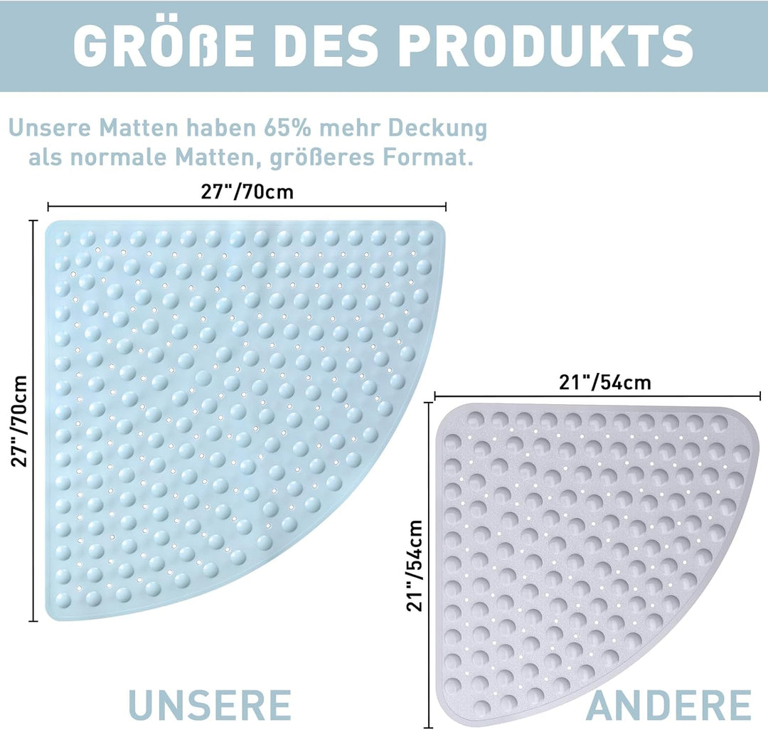 Duschmatte rutschfest Antirutschmatte Dusche 70 x 70 cm: Eckduschmatte Dreieckig Duscheinlage rutsch