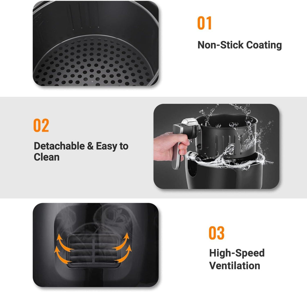 Vpcok Direct Heissluftfritteuse XL Airfryer 3,5L 1500W mit 6 Verschiedenen Kochprogrammen LED-Touchs