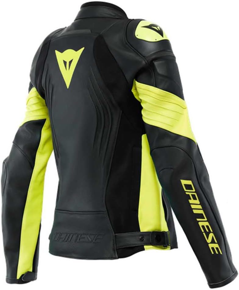 Dainese Racing 4 Damen Motorrad Lederjacke Schwarz/Gelb 42, 42