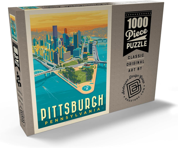 Pittsburgh, PA: Ansicht aus der Vogelperspektive, Vintage Poster - Premium 1000 Teile Puzzle - MyPuz