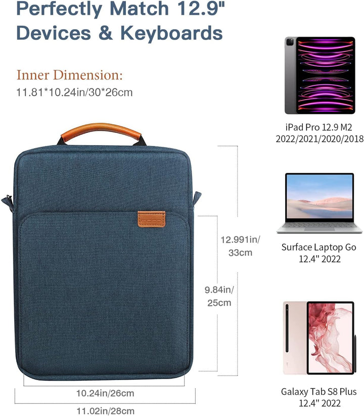 MoKo Tablet Hülle Kompatibel mit iPad Pro 12.9 M2 2022/2021/2020/2018,Galaxy Tab S8+ 12.4", Tragetas