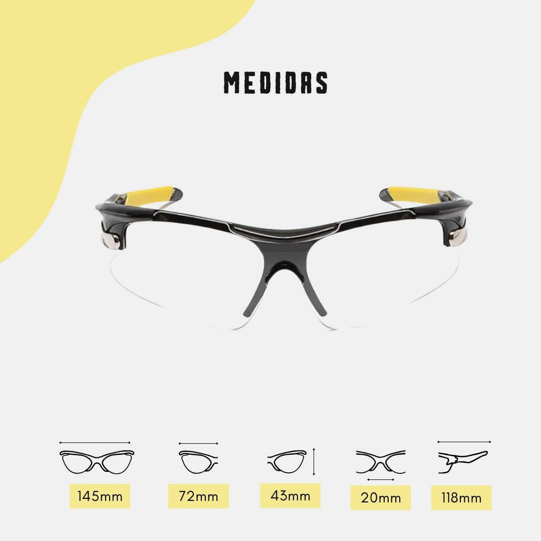 JJ LMS Padel-Brille mit transparenten Schutzgläsern, Sportschutzbrille Paddel + Paddel-Aufkleber im