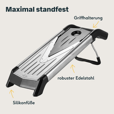 SILBERTHAL Gemüsehobel Mandoline mit scharfen Klingen - V-Hobel mit Einsätzen, Klingenschutz und Han