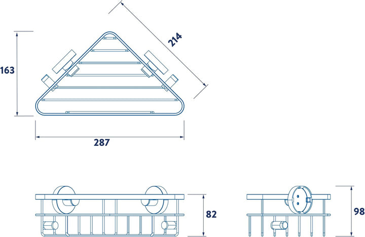 Croydex Brockham Flexi Fix Rost Corner Basket, Silber Eckkorb, Eckkorb