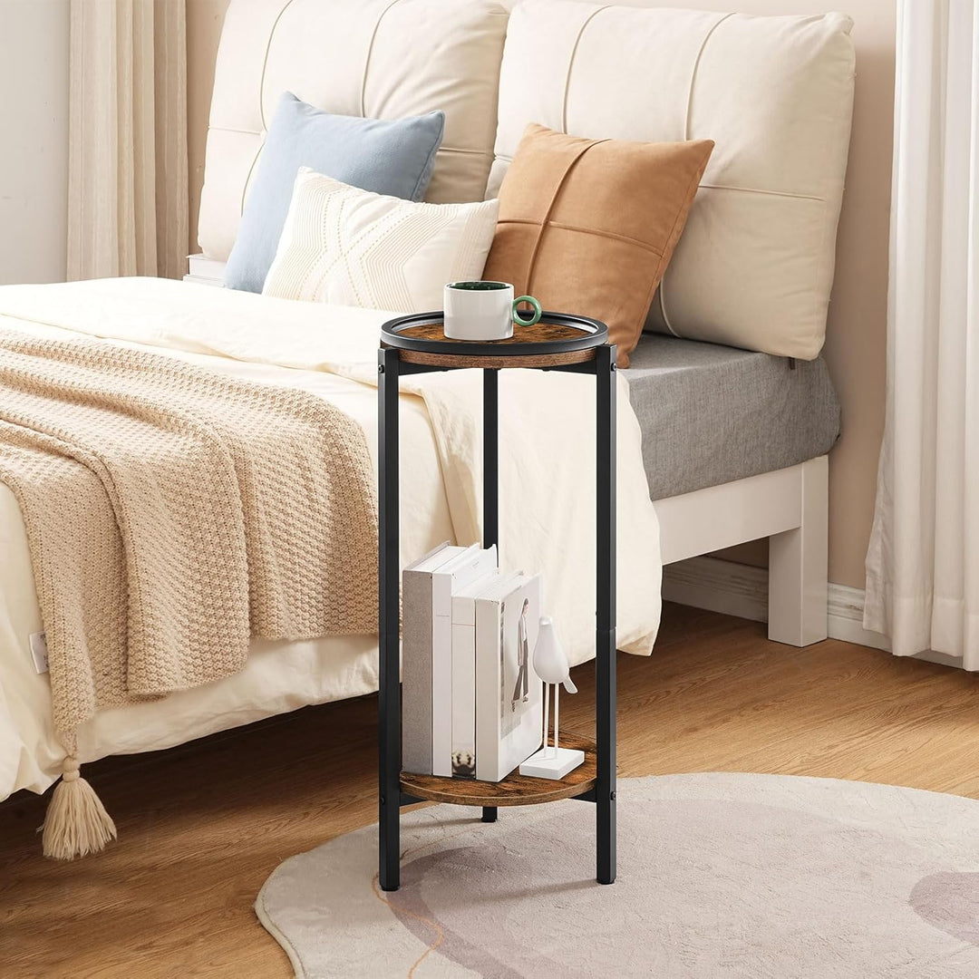 HOOBRO Beistelltisch, Kleiner Tisch, 2-stufiger runder Couchtisch, Sofatisch, Getränketisch, für kle