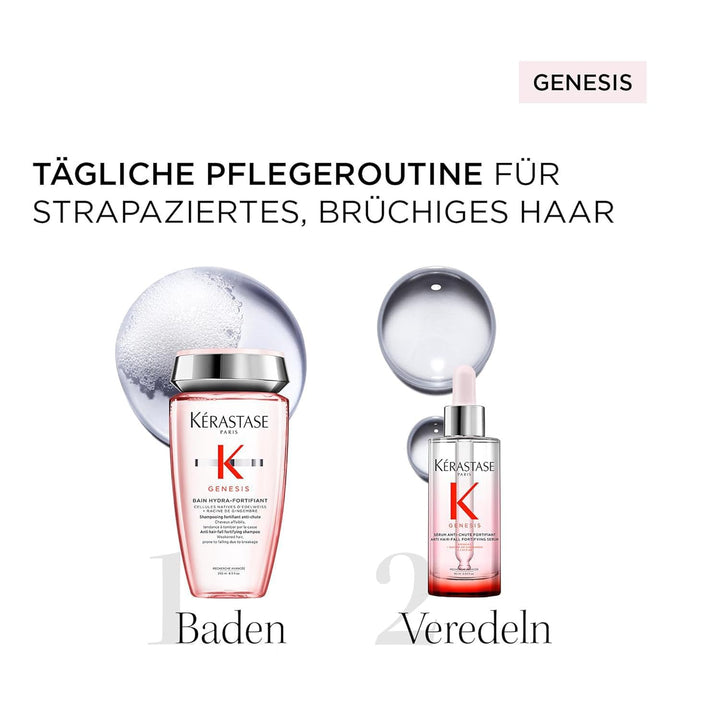 Kérastase Pflegeset mit Shampoo und Anti-Haarausfall Serum für feines und brüchiges Haar, Haarbad ge