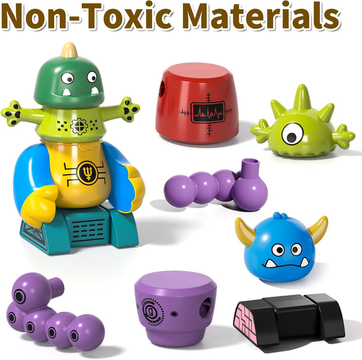 Magnetisches Roboterspielzeug für Kinder ab 3-7 Jahren, 5-stück Magnetmonster-Bausteine, stapelbares