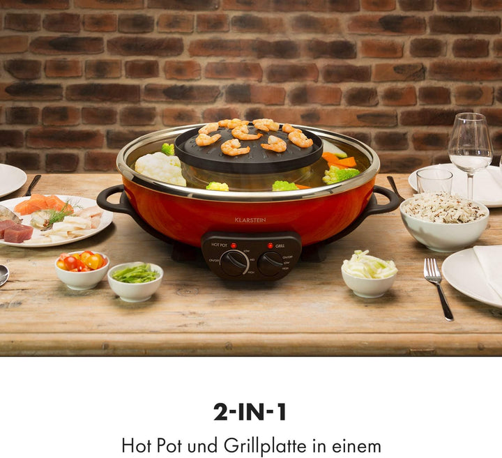 Klarstein Szechuan - Hot Pot und Grillplatte, Hot Pot Topf Volumen: 5 Liter, Hot Pot Grill 1350 Watt