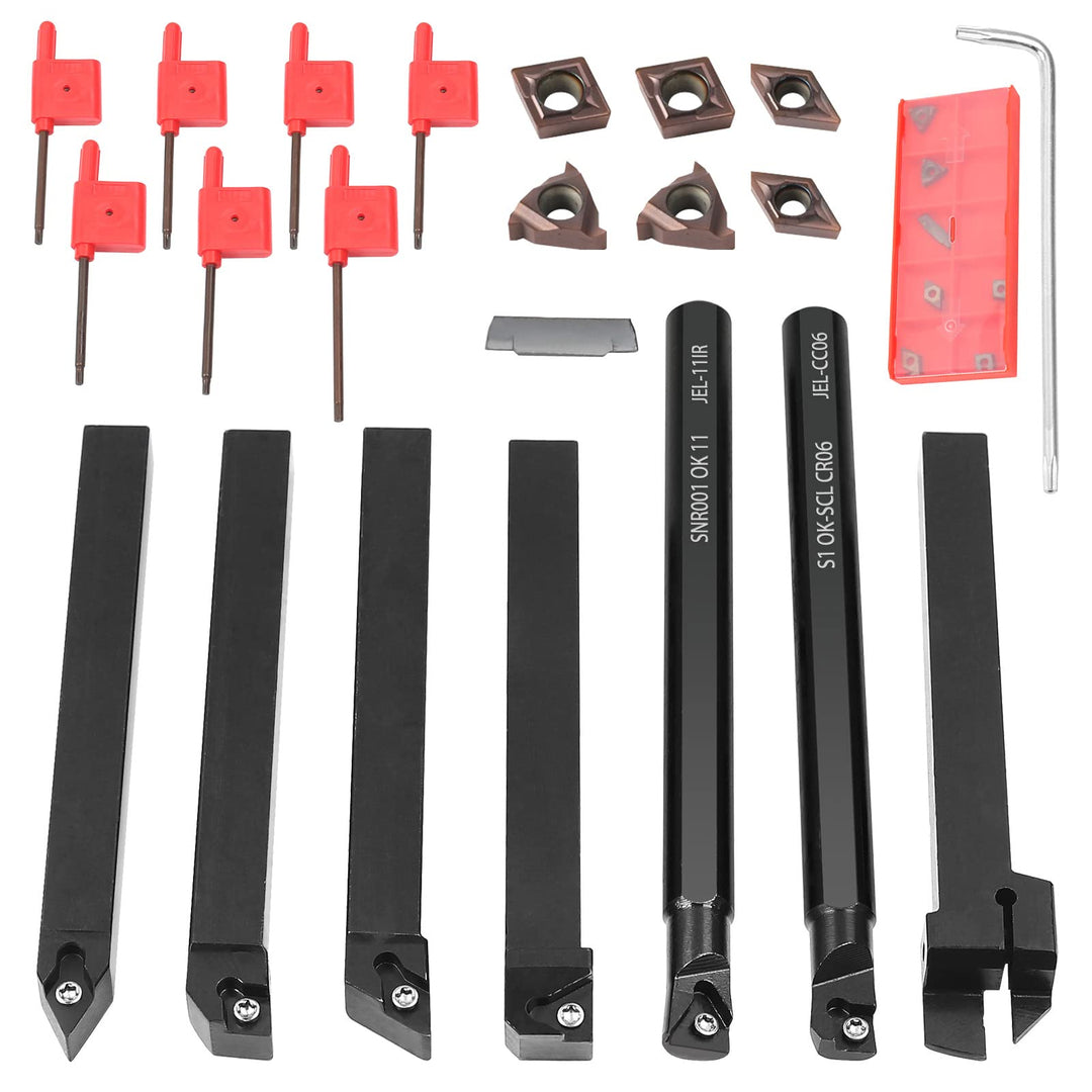 MIRTHBUY 10 x 10 mm Schaft, Drehmaschine, Bohrstange, Hartmetalleinsätze, Drehwerkzeughalter-Set mit