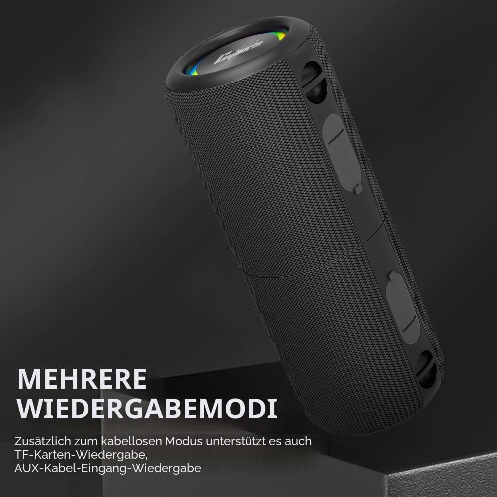 CYBORIS 2 Tragbarer Bluetooth Lautsprecher, Wasserdicht, Split Wireless, 20W Stereo-Sound, 24h Spiel