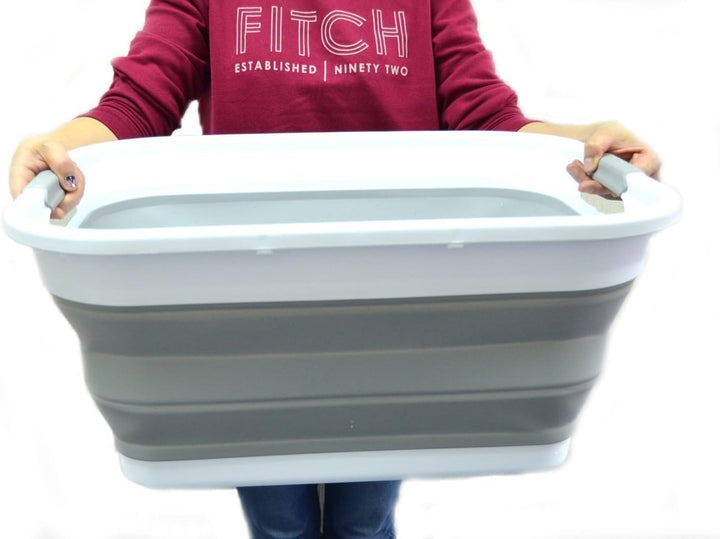 SAMMART 41L Collapsible Plastic Laundry Basket - Foldable Pop Up Storage Container/Organizer - Porta