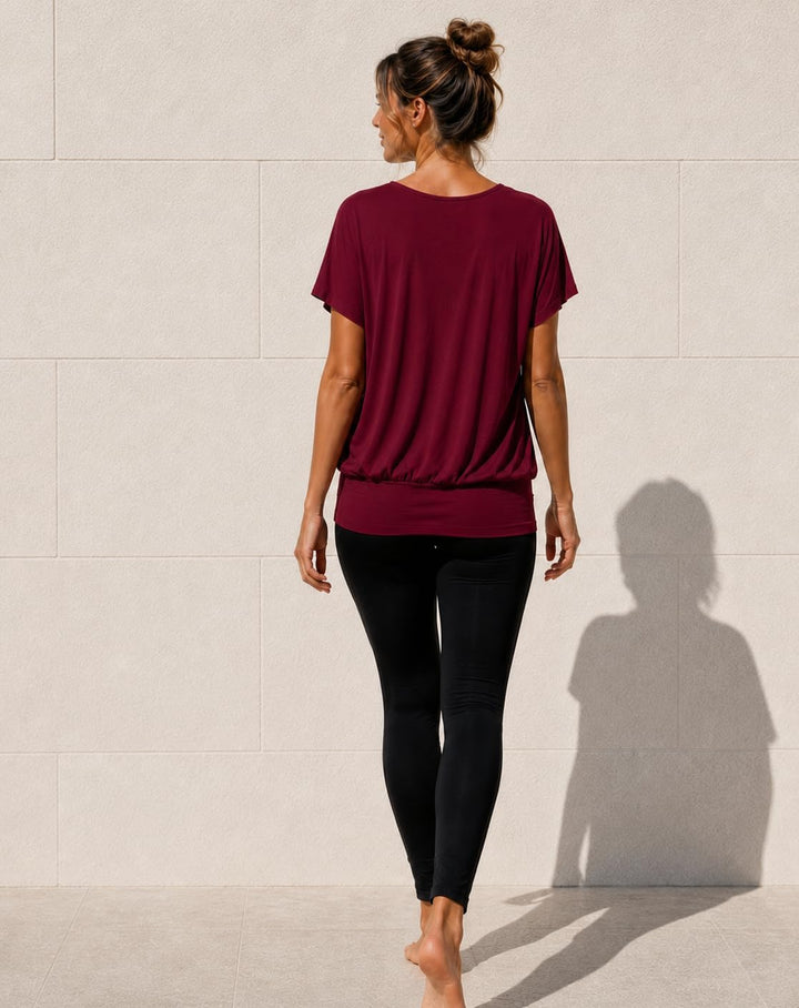 Van Der Rich ® - Tshirt Kurzam Rundhalsausschnitt Sommer- Damen XXL Bordeaux, XXL Bordeaux