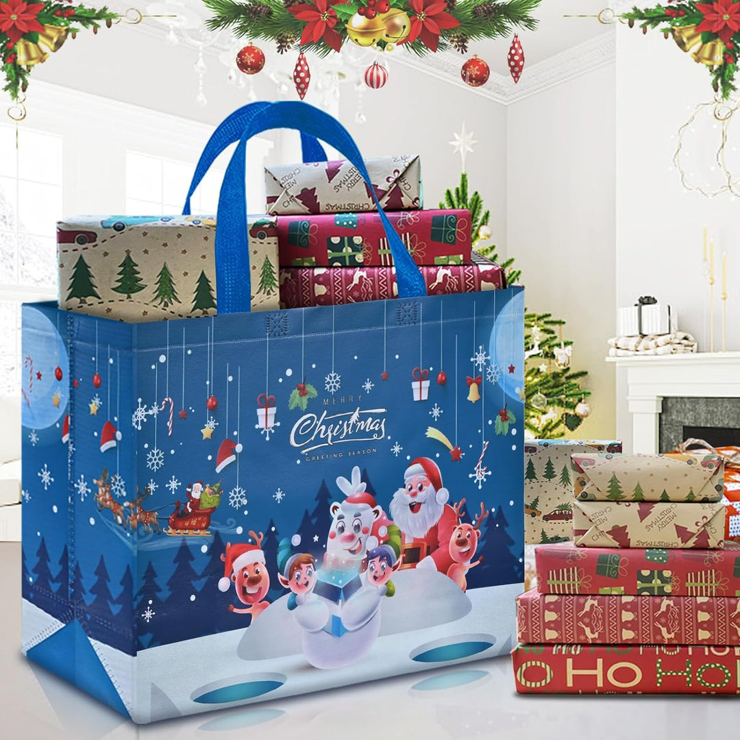 AhfuLife 18 Stück Geschenktüten Weihnachten Gross, Non Woven Weihnachtstaschen Weihnachtstüten Gesch