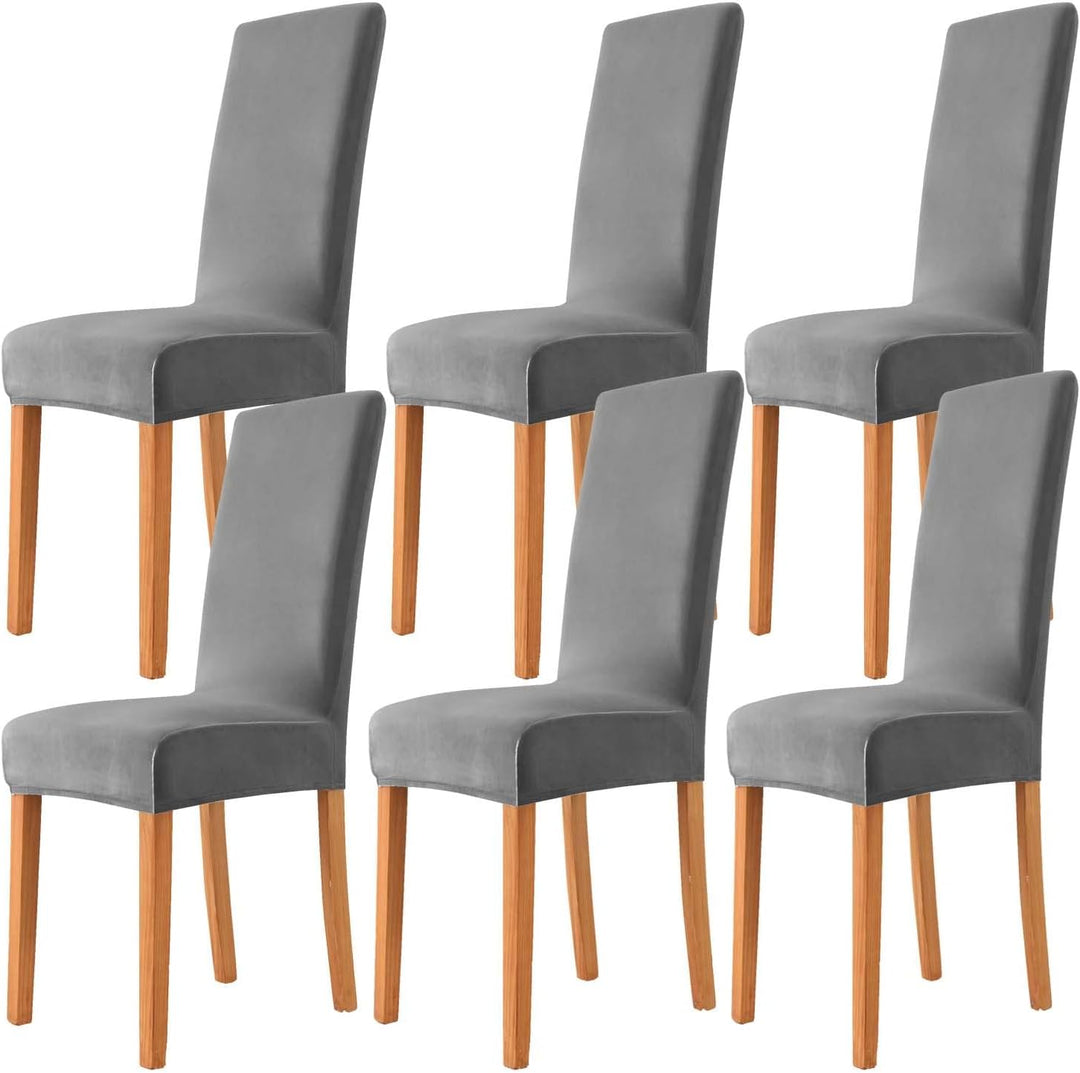 Morwealth 2er 4er 6er Set Stuhlhussen, Stuhlbezug für Esszimmer Waschbar Samt Stretch Stuhl hussen U