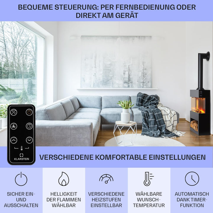 Klarstein Elektrokamin, Elektro Heizungen für Wohnzimmer & Innenräume, Elektrischer Kamin mit LED Fl