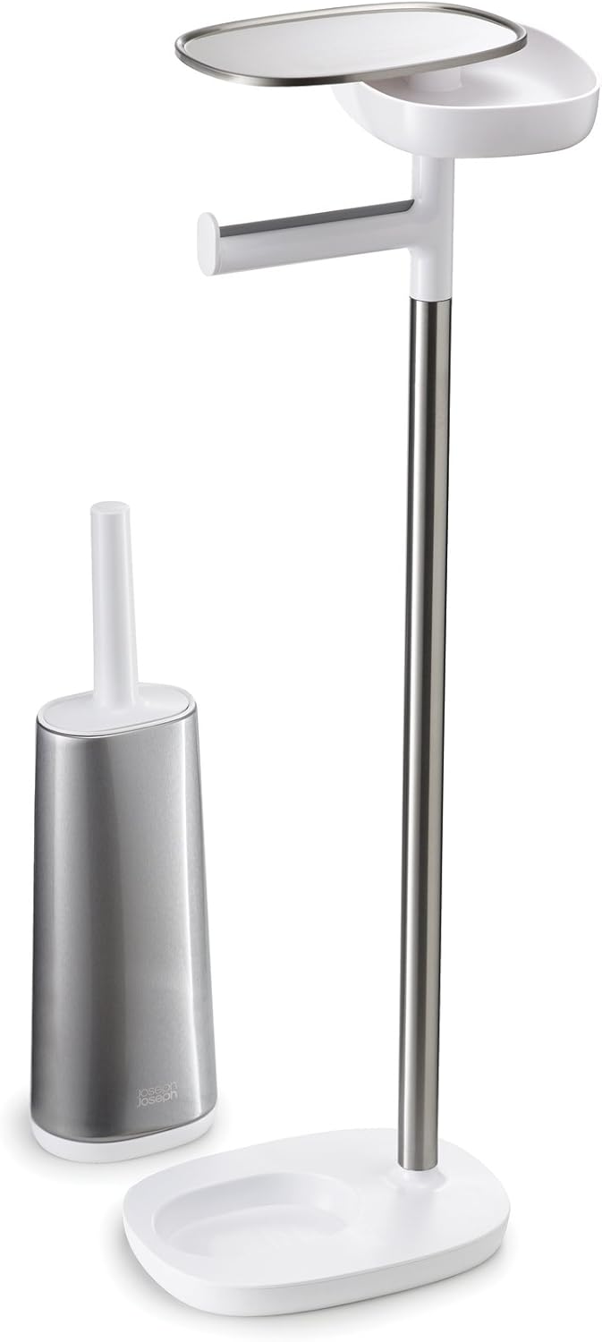 Joseph Joseph Easy Store - Toilettenpapierhalter und -ständer mit flexibler Toilettenbürste, Aufbewa