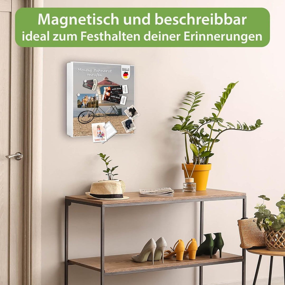 banjado Grosser Schlüsselkasten Glas - Schlüsselbox 30x30cm mit 50 Haken - Schlüsselkasten modern fü