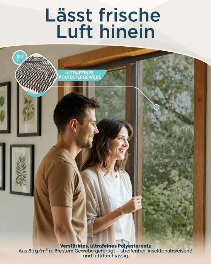 ARCOL Fliegengitter Fenster mit Magnet 155x160h cm Zuschneidbar - Moskitonetz mit Klettverschluss -