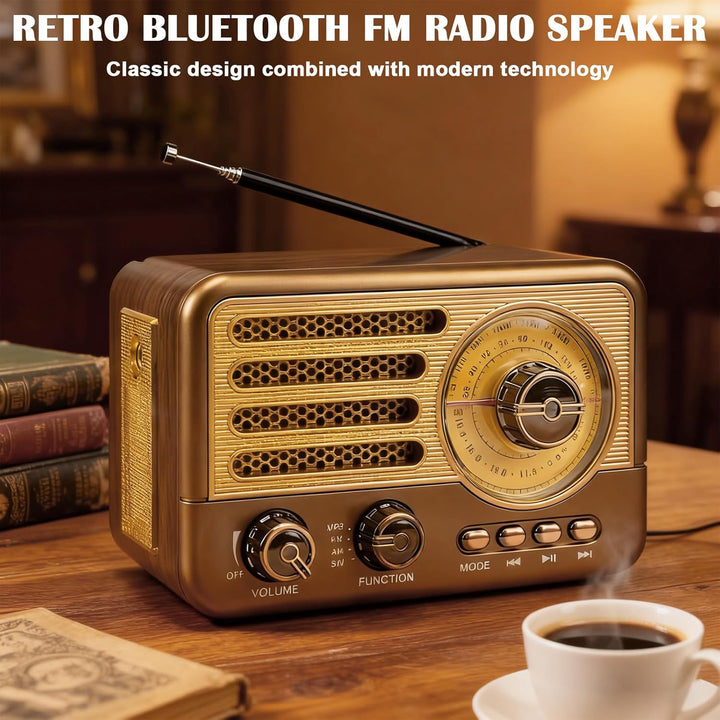 Retro Radio mit Bluetooth, AM/FM/SW Kofferradio mit Bluetooth 5.3, Küchenradio Klein Unterstützt USB