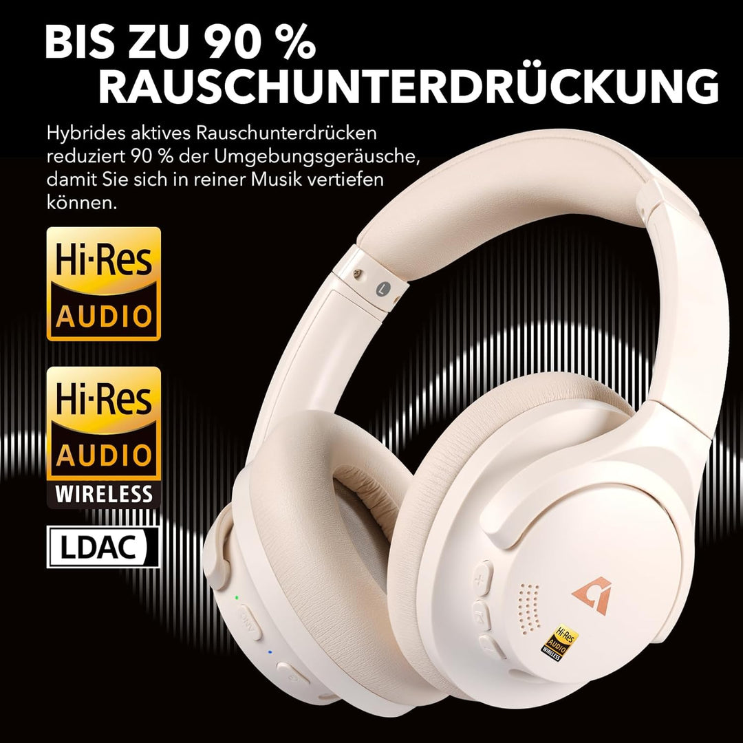 1Mii AI Y8+ Kabellose Bluetooth 6.0 Kopfhörer, Hybrid Active Noise Cancelling, LDAC Hi-Res Audio, 10