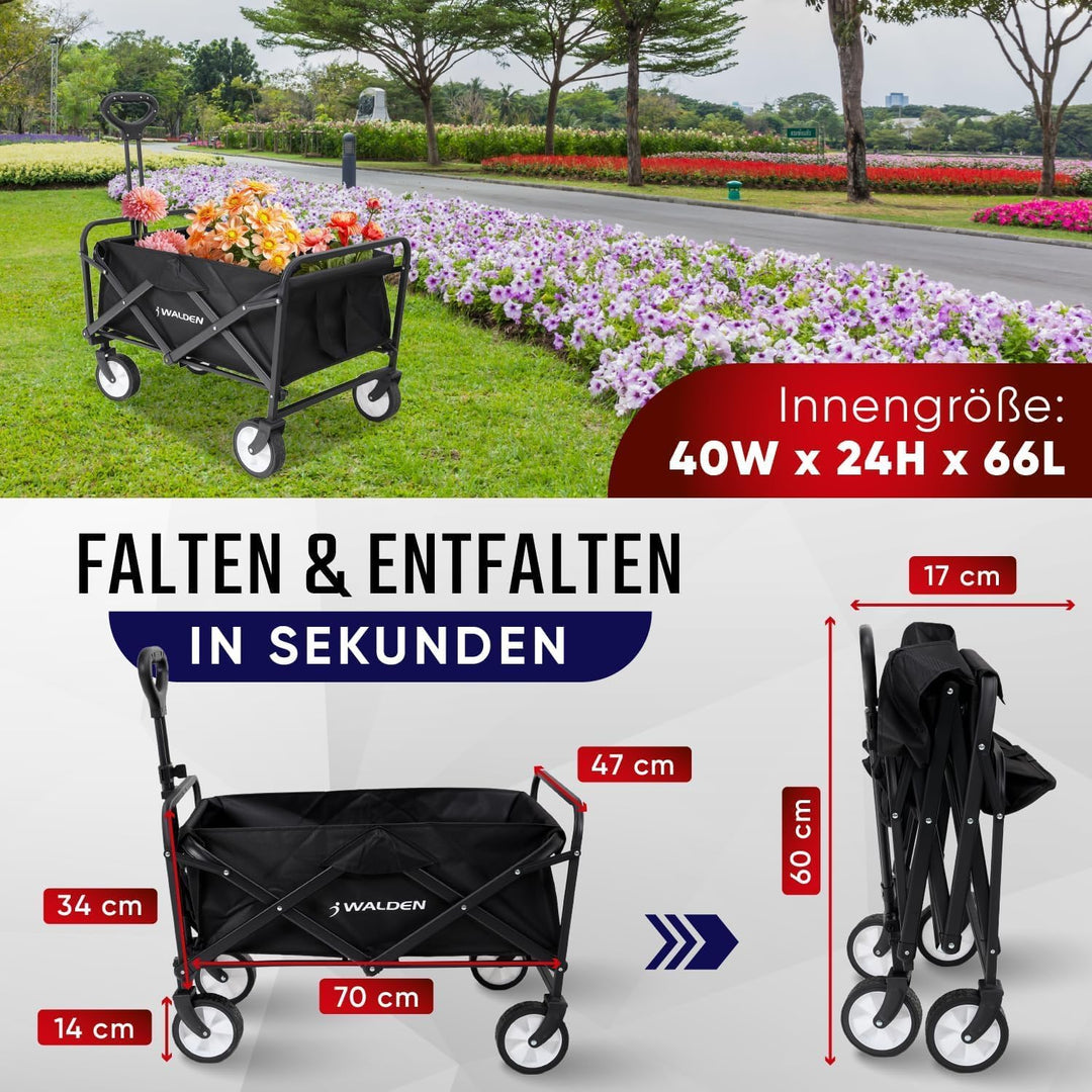 Klappbarer zusammenklappbarer Bollerwagen, Strandkarren mit grosser Kapazität, Stabiler klappbarer B