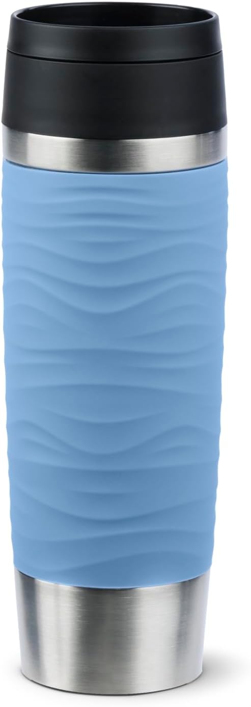 Emsa N20226 Travel Mug Wave Isolierbecher 0,5 Liter | neuer Komfort-Schraubverschluss | Edelstahl |